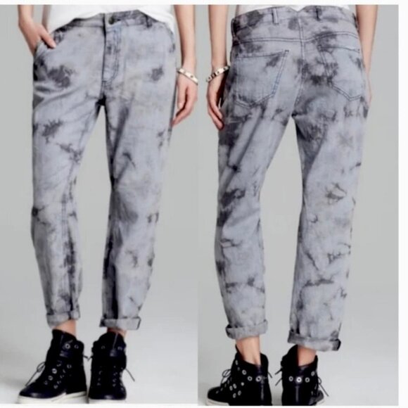La't By L'Agence Gray Tie Dye Boyfriend Jeans NWT - Picture 2 of 8